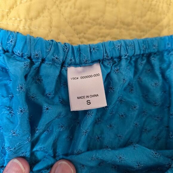 Vintage 90’s Victoria’s Secret PJ Set S Blue Floral Tank Micro Shorts Eyelet - Picture 8 of 9